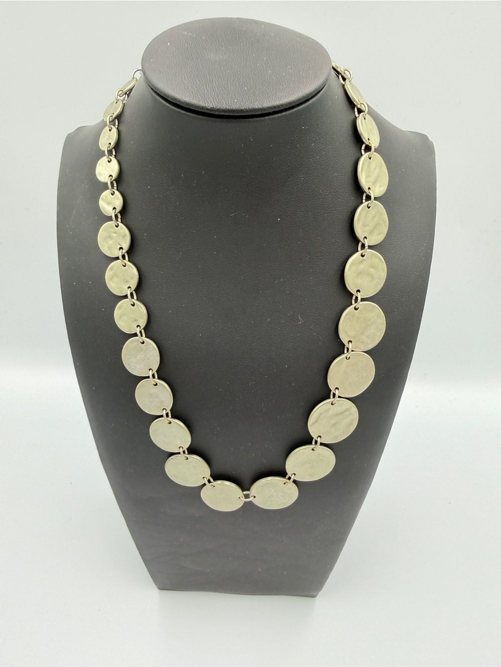 LOFT Matte Gold Hammered Disc Link Necklace